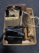 A box of lady's vintage hand bags and purses