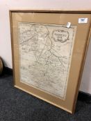 A monochrome map depicting Cambridgeshire.