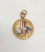 A 9ct gold enamelled North East Counties Cross-Country Association medal CONDITION