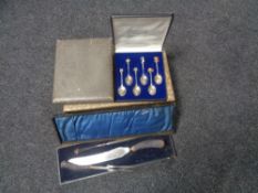 A tray of boxed and un-boxed table cutlery,