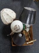 A box of table lamps,