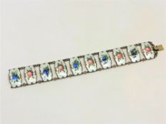 A Norwgian silver and enamelled bracelet,
