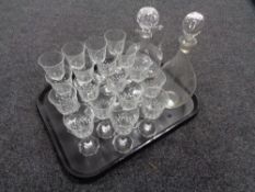 A tray of set of eighteen wine glasses,