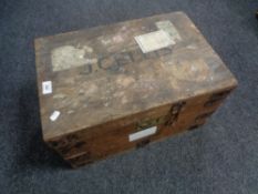 An early twentieth century metal bound shipping crate