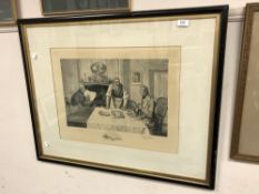 A monochrome Dendy Sadler print signed in pencil,