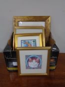 A box of gilt framed pictures