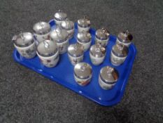 A tray of fifteen Royal Worcester egg coddlers
