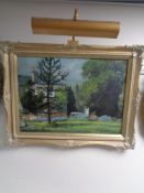 John Falconar Slater (1857 - 1937) : A Garden in Summer Bloom with Country House Beyond,