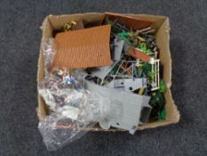 A box of twentieth century plastic soldiers, military figures,
