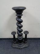 A carved early twentieth century plant pedestal