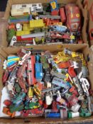 Two boxes of play worn die cast vehicles, Corgi Beatles yellow submarine,