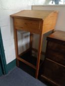 A pine clerk's desk fitted a drawer