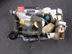 A box of Titan impact drill, car radios,