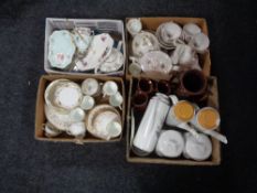 Three boxes of Victorian tea china, copper lustre tea service, Meakin ware,