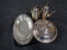 A tray of twentieth century plated wares, gallery tray,