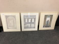 Three colour prints after Neil Moore, framed.