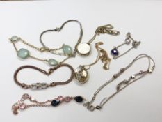 Six various silver bracelets,