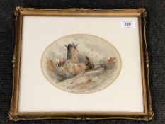 John Davison Liddell : Billy Mill 1870, watercolour, signed, 16 cm x 20 cm, framed.