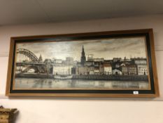 F.M. Atkinson : Newcastle Quayside, oil on board, signed and dated 1970, framed.