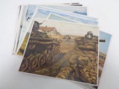 A collection of twenty two colour WW II prints - German Soldiers and military vehicles