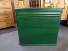 A painted pine four drawer chest