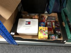 A box of collector's cards, Match Attax, lego etc