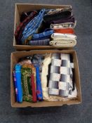 Two boxes of material and fabrics