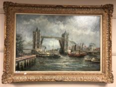 G. Bingham : Tower Bridge, London, oil on canvas, signed, framed.