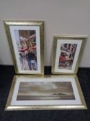 Three contemporary framed prints : 