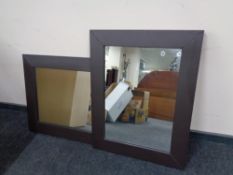 Two contemporary leather framed mirrors