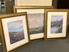 After Dorian Fenwick, two colour prints of sheep in highland landscapes,