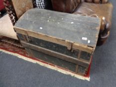 A 19th century pine domed topped trunk.