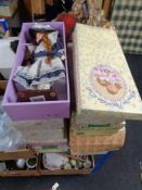 Approximately nine boxed Alberon ceramic headed dolls