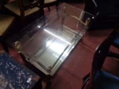 A glass contemporary coffee table