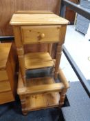 A pine lamp table and a small table