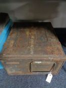 A metal ammunition crate