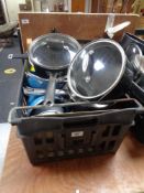 A Jamie Oliver and other kitchen ware, pans,