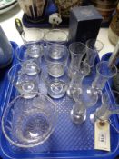 A Stuart Crystal vase and further glass