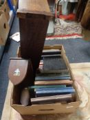 A box of Edwardian oak book slide,