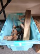 A box of wood working tools,
