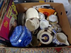 A Maling blue and white bridges caddy, ceramics, plates, tea ware ,