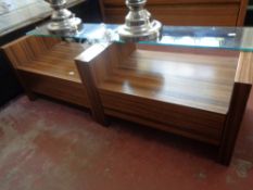 A pair of contemporary bedside chests fitted a drawer with glass shelf