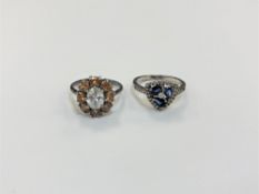 Two silver dress rings,