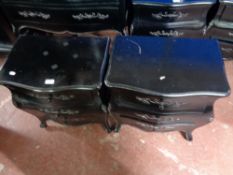 A pair of continental style three drawer bedside chests