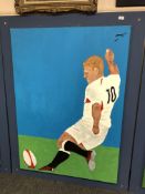 Gareth Thomas : oil on canvas depicting a rugby player 101 cm x 140 cm