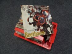 A plastic crate of vinyl LP's, classical,
