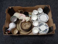 A box of bisque figure, Denby dinner ware,