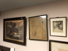 M R Hughes : Leinster market Dublin, drypoint etching, with margins, 20 cm x 17 cm,