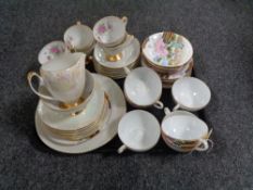 A tray of Japanese egg shell tea service and a Czechoslovakian tea service