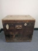 A 19th century pine metal lined flour bin
